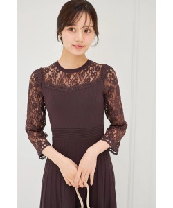 レースドッキングニットプリーツワンピース 【lorabe ロラーベ】 tocco closet(トッコクローゼット) ＊スペシャルプライス品につき返品/キャンセル/配送日指定不可/ラッピング不可/少量在庫のセールの為交換は出来かねる場合がございます。
