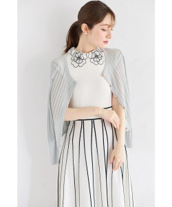 ゴールド釦ラメ透かし編みニットカーディガン 【lumche ラムシェ】 tocco closet ＊スペシャルプライス品につき返品/キャンセル/配送日指定不可/ラッピング不可/少量在庫のセールの為交換は出来かねる場合がございます。