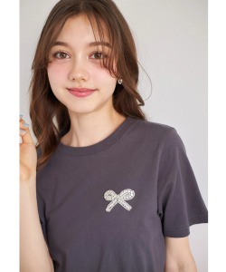 リボンビジュー付きＴシャツ【malisa マリーザ】 tocco closet(トッコクローゼット)　
