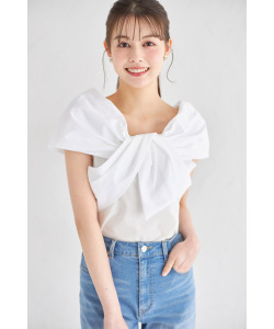 接触冷感♪リボンオフショルカットプルオーバー【malosina マロジナ】 tocco closet(トッコクローゼット)※少量の在庫確保による再販売の為、交換は出来かねる場合がございます。予めご了承ください。