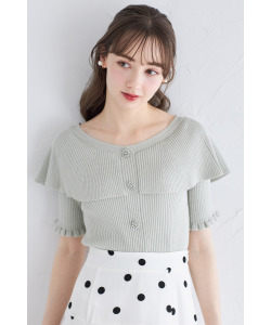 ビジュー飾り釦付きケープライクリブニットプルオーバー【mazelly マゼリー】 tocco closet(トッコクローゼット)　＊スペシャルプライス品につき返品/キャンセル/配送日指定不可/ラッピング不可/少量在庫のセールの為交換は出来かねる場合がございます。