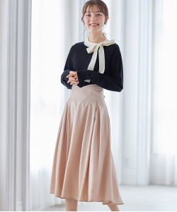 バックレースアップハートカットハイウエストタックフレアスカート  10月8日(水)ラベンダー、ベージュ、ライトピンク再販決定☆【meador】tocco closet(トッコクローゼット) ※少量の在庫確保による再販売の為、交換は出来かねる場合がございます。予めご了承ください。