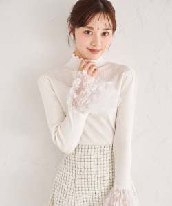 袖口フラワーチュール切り替えリブニットプルオーバー 3月8日(土)オフィシャルサイト限定再販☆【melisyn メリシン】 tocco closet(トッコクローゼット)※少量の在庫確保による再販売の為、交換は出来かねる場合がございます。予めご了承ください。
