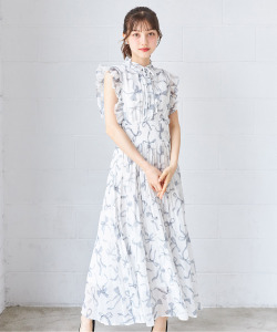 リボン＆フリル付きウエストシャーリングリボンプリントプリーツワンピース  【moselita モゼリタ】 tocco closet(トッコクローゼット)《ReStockItem》