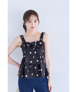 ビックリボン付きポルカドットトップス【naffire ナフィレ】 tocco closet ＊スペシャルプライス品につき返品/キャンセル/配送日指定不可/ラッピング不可/少量在庫のセールの為交換は出来かねる場合がございます。