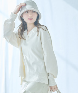 ドロップショルダーＶネックマシュマロタッチニットプルオーバー【naleas ナレアス】 tocco closet(トッコクローゼット)＊スペシャルプライス品につき返品/キャンセル/配送日指定不可/ラッピング不可/少量在庫のセールの為交換は出来かねる場合がございます。