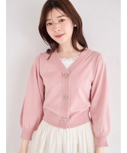 取り外し可能なビジューリボン付きカーディガン 【narisse ナリッセ】 tocco closet(トッコクローゼット)