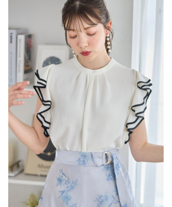 配色ライン入りラッフルフリルブラウス5月31日(水)再販決定☆【neaple ネプル】 tocco closet(トッコクローゼット)