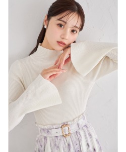 フレアスリーブハイネックリブニットプルオーバー  【nevieva ネヴィーヴァ】tocco closet(トッコクローゼット)　＊スペシャルプライス品につき返品/キャンセル/配送日指定不可/ラッピング不可/少量在庫のセールの為交換は出来かねる場合がございます。
