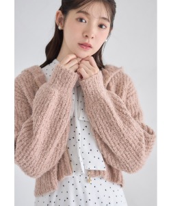 パールチャーム付きラメ入りニットジップパーカー【ophelia オフェリア】 tocco closet　＊スペシャルプライス品につき返品/キャンセル/配送日指定不可/ラッピング不可/少量在庫のセールの為交換は出来かねる場合がございます。