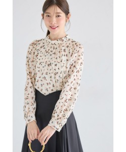 ラメサテンストライプ×小花柄風プリントブラウス【palerina パレリナ】 tocco closet(トッコクローゼット) ＊スペシャルプライス品につき返品/キャンセル/配送日指定不可/ラッピング不可/少量在庫のセールの為交換は出来かねる場合がございます。