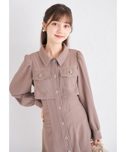 ワークシャツ風ヨーク切り替えバックレースアップミニワンピース【rijole】＊スペシャルプライス品につき返品/キャンセル/配送日指定不可/ラッピング不可/少量在庫のセールの為交換は出来かねる場合がございます。