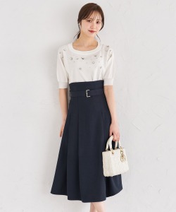 ベルト付きハイウエストフレアスカート【rosavira ロサヴィラ】 tocco closet(トッコクローゼット) ＊スペシャルプライス品につき返品/キャンセル/配送日指定不可/ラッピング不可/少量在庫のセールの為交換は出来かねる場合がございます。