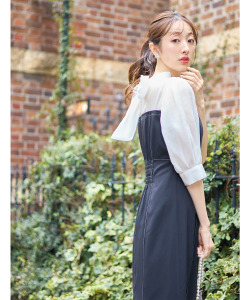 後ろリボン付きステッチ入り配色ドッキングワンピース【roural ローラル】 tocco closet(トッコクローゼット)　7/8スタート！スペシャルプライス＊スペシャルプライス品につき返品/交換/キャンセル/配送日指定不可/ラッピング不可