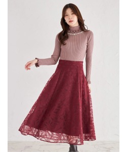 リボン刺繍シアーフレアスカート 1月26日(月)オフィシャルサイト限定再販☆【sambina サンビナ】 tocco closet(トッコクローゼット)※少量の在庫確保による再販売の為、交換は出来かねる場合がございます。予めご了承ください。