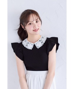 レース襟付きフリルスリーブニットプルオーバー 6月29日(日)再販決定☆【sanese サニース】 tocco closet(トッコクローゼット)