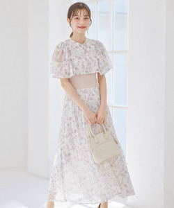 フラワー刺繍×フラワージャガード×フラワープリントウエストリブケープスリーブワンピース 6/1(土)オフィシャルサイト限定再販☆ 【saphes】tocco closet(トッコクローゼット)※少量の在庫確保による再販売の為、交換は出来かねる場合がございます。予めご了承ください。