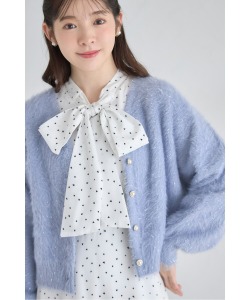 パール釦キラキラフィルム入りシャギーニットカーディガン【sarlow サロウ】 tocco closet(トッコクローゼット)　＊スペシャルプライス品につき返品/キャンセル/配送日指定不可/ラッピング不可/少量在庫のセールの為交換は出来かねる場合がございます。