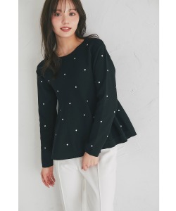 ドット刺繍ペプラムニットプルオーバー【seliana セリアナ】 tocco closet(トッコクローゼット)＊スペシャルプライス品につき返品/キャンセル/配送日指定不可/ラッピング不可/少量在庫のセールの為交換は出来かねる場合がございます。