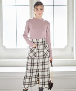 ポケット付きチェック柄フロントジップタイトスカート【simone シモーネ】tocco closet(トッコクローゼット) ＊スペシャルプライス品につき返品/キャンセル/配送日指定不可/ラッピング不可/少量在庫のセールの為交換は出来かねる場合がございます。