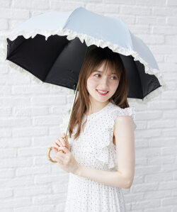 完全遮光100％＆雨天兼用♪ビジュー釦ケース付き２段階式フリル折り畳み傘  7月11日(金)再販決定☆【solenne ソリーネ】 tocco closet《UV Item Collection》※少量の在庫確保による再販売の為、交換は出来かねる場合がございます。予めご了承ください。