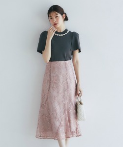 フラワー刺繍チュールセミマーメイドスカート【verraw ヴィラウ】 tocco closet(トッコクローゼット) ＊スペシャルプライス品につき返品/キャンセル/配送日指定不可/ラッピング不可/少量在庫のセールの為交換は出来かねる場合がございます。