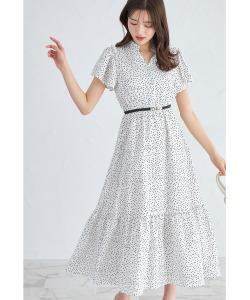パールビジューベルト付きドットワンピース 【volonta ヴォロンタ】 tocco closet(トッコクローゼット)