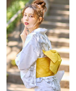 【浴衣＆作り帯の2点セット】水彩画×洋花柄浴衣【youka ヨウカ】＊スペシャルプライス品につき返品/キャンセル/配送日指定不可/ラッピング不可/少量在庫のセールの為交換は出来かねる場合がございます。