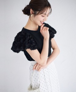 立体フラワースリーブ切り替えカットプルオーバー 6月10日(月)再販決定☆【zolias ゾリアス】 tocco closet(トッコクローゼット)