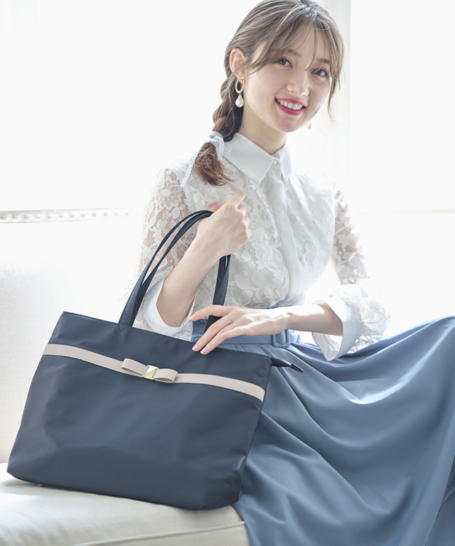 裏地まで抜け目なく可愛い コラボフラワーバイカラーリボンバッグ Rei Cantabileさんコラボ