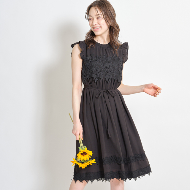 フラメンコドレス グリーン せまかっ シフォン フリル付き