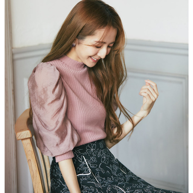 ポンポネット新品新作タグ付きリバティファブリックボリュームスリーブ  