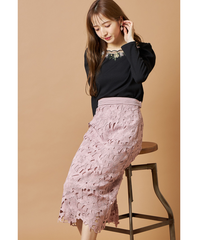 スモールフラワータイトスカート ねかせ 