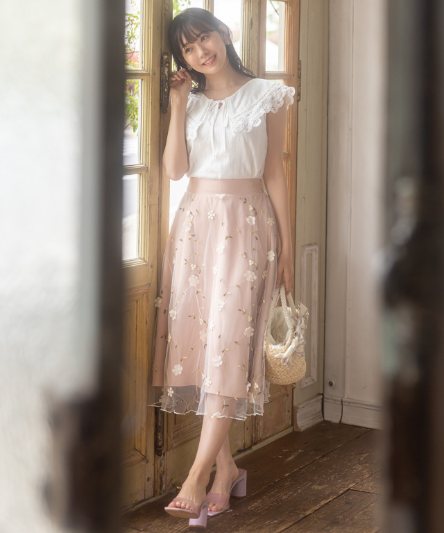 美品】ピンクハウス☆レア！綿ローンのノースリーブブラウス 朽ち果て  