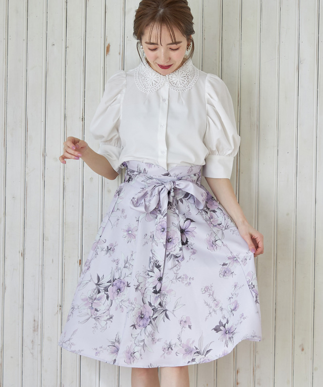 グレースボイルラメチェックブラウススカートセットアップ  