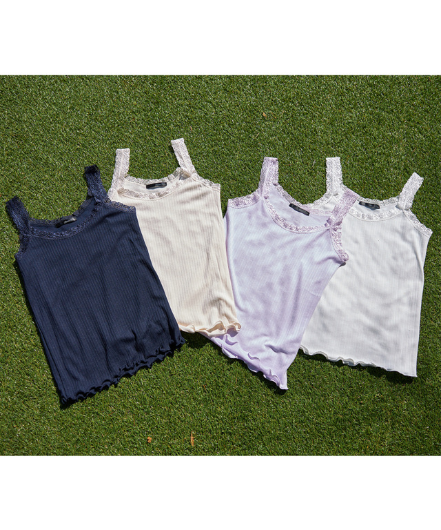 レース付き裾メローフリルキャミソール