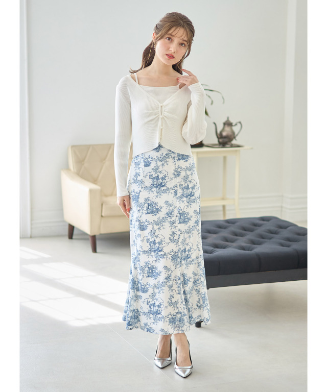 旬の洒落感を演出してくれるトワルドジュイ柄マーメイドスカート 