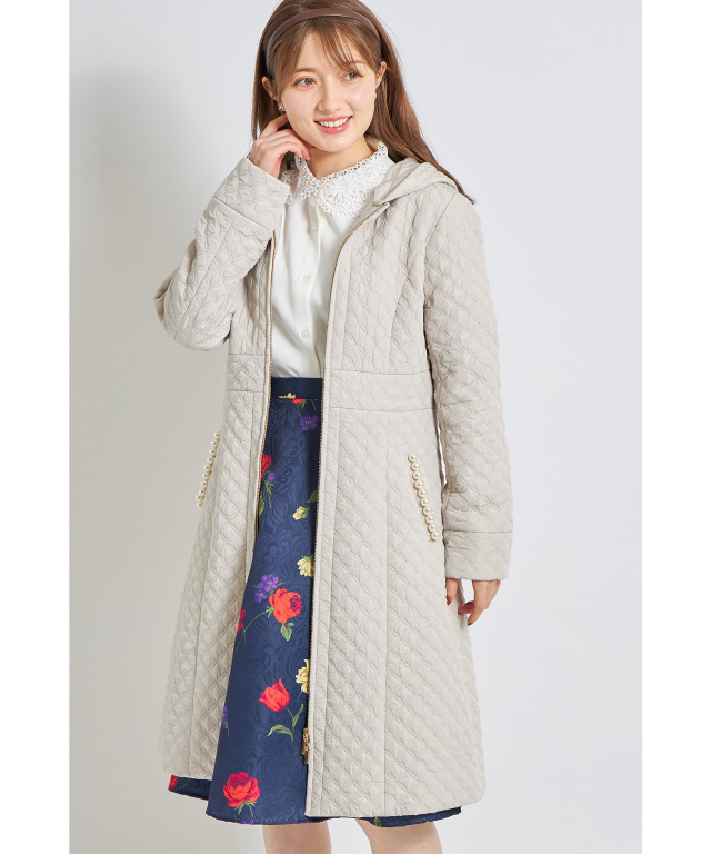 フランシュリッペ キルティングコート ボアフード 総柄 fl5 めんどくさい 