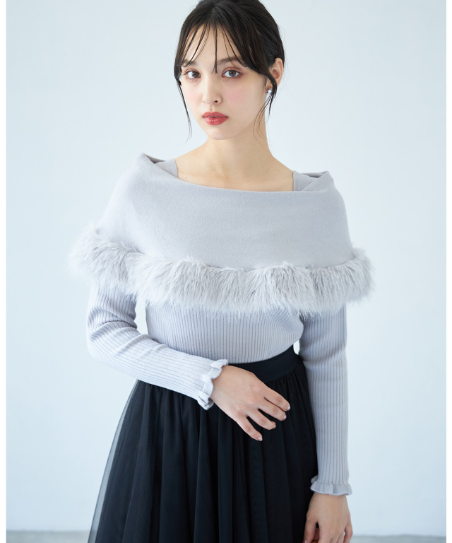 未使用】coomb ファー付きニットポンチョ 【公式通販】