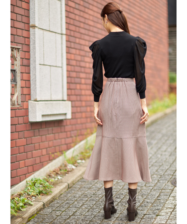 千鳥チェック柄マーメイドフレアスカート 