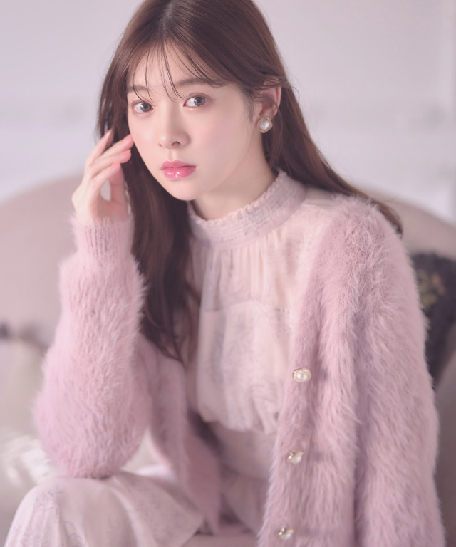 tocco closet つるん ポケット付きパール釦バイカラーシャリニット  