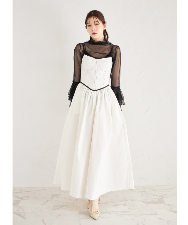 ワンピース tocco closet ステッチ入り配色キャミワンピース