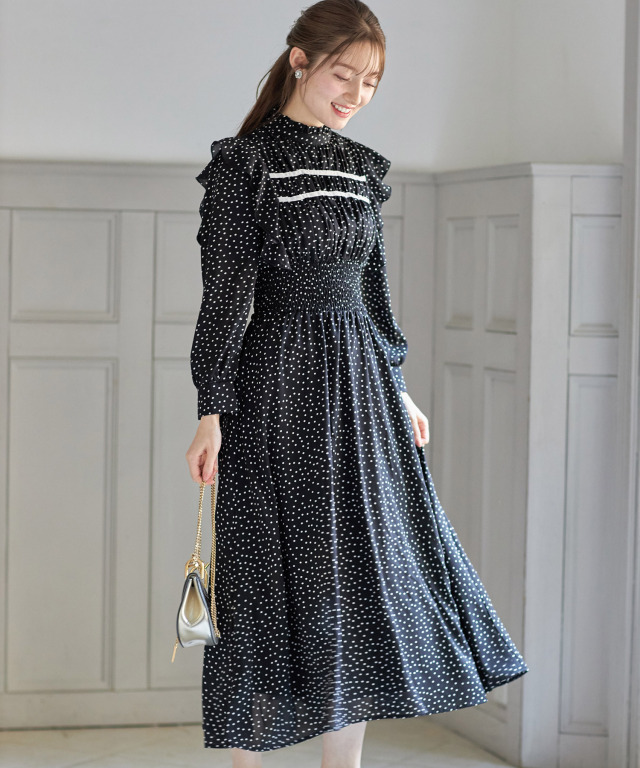 美品 45R 五つの海の歳時記ドレス 水玉 ドット ワンピース 45rpm 49AV  