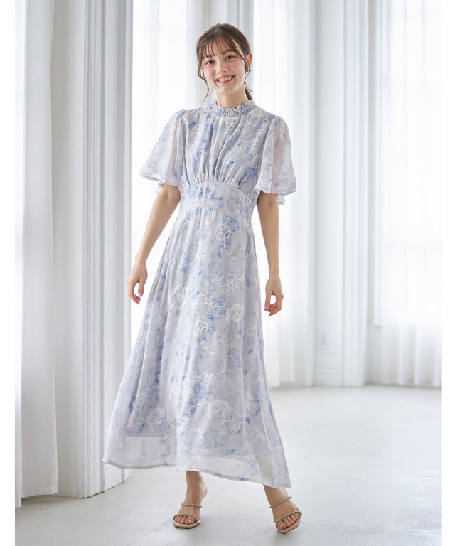 トリーバーチ フラワープリント ワンピース 半袖 スクエアネック  