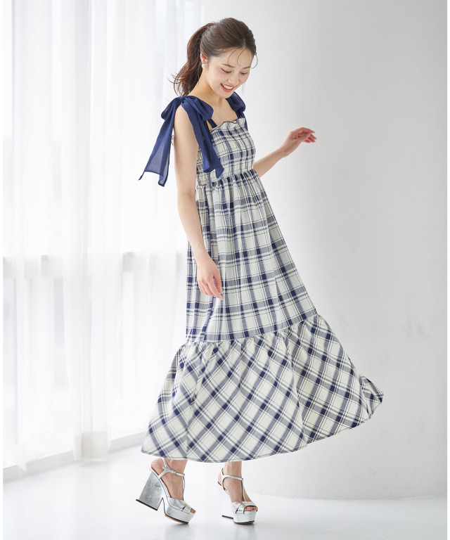 holiday24ss チェックリネンワンピース （LAITERIE（レイトリー 