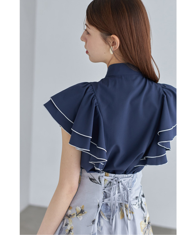 34【新品タグ付】Apuweiser-riche2WAYプリーツラッフルブラウス