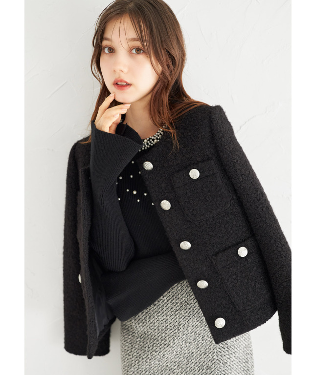 取り外し可能な袖口ファー付きブークレジャコットtocco closet 