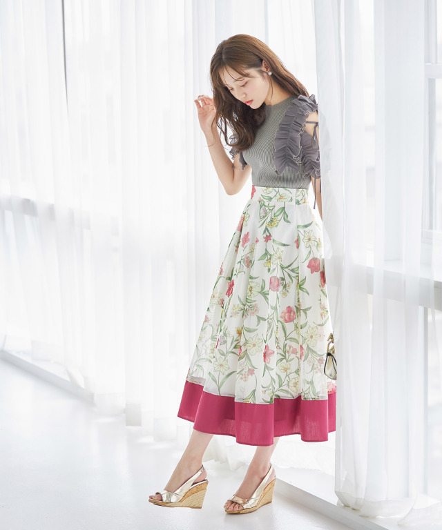フラワーバイアスマキシスカート サイズ36 エディットフォールル  