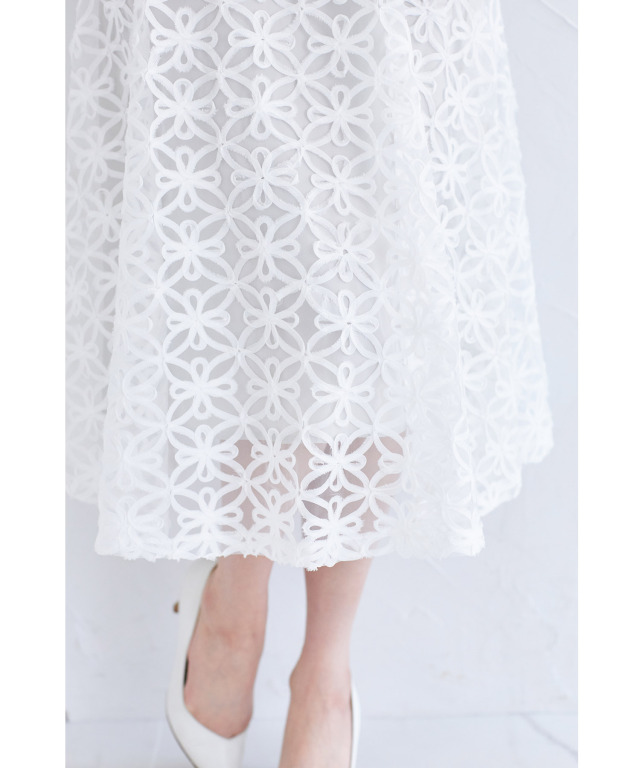 リボンテープ刺繍フラワーフレアスカート