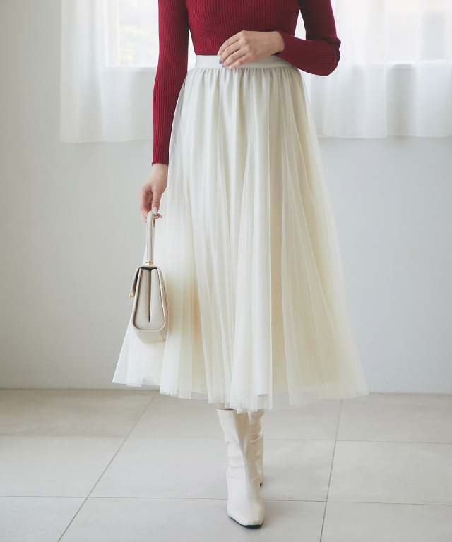 きらきらストーン付きチュールスカート 